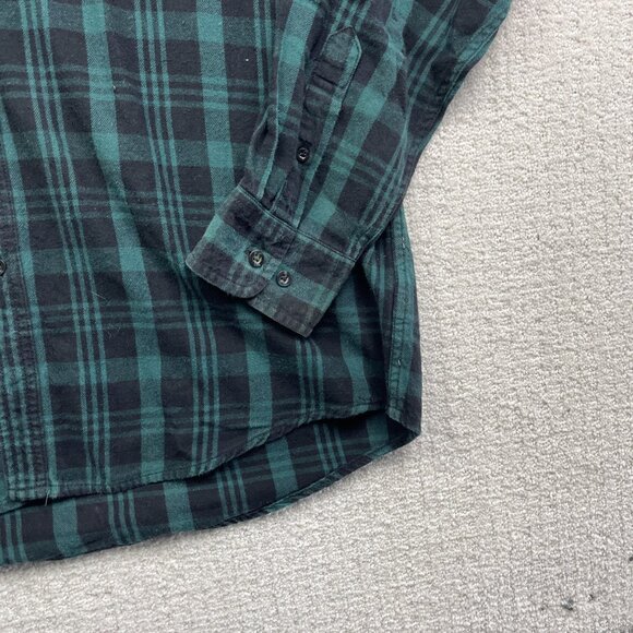 Faded Glory Green / Blue Plaid Flannel Long Sleeve Button Up Mens L Outdoor - Picture 5 of 14